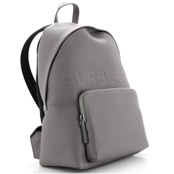 NWT Burberry Abbeydale Leather Logo Backpack Charcoal Grey - Picture 2 of 10